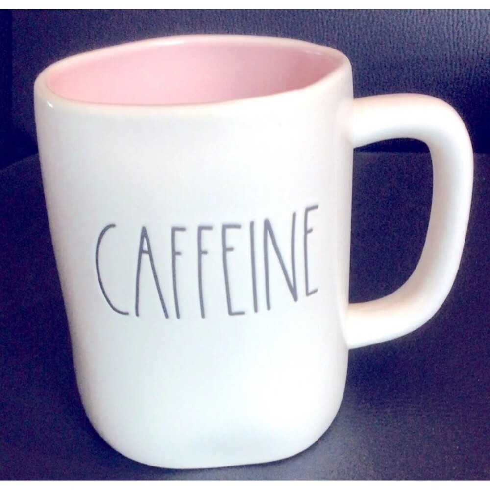 CAFFEINE Rae Dunn Coffee Mug Cup-Pink & Ivory-Gift-NEW